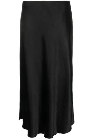 Vince Satin-finish draped midi skirt