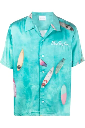 BLUE SKY INN Logo-embroidered notched-collar shirt