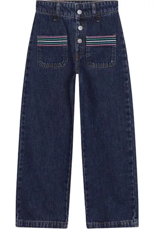 Sonia Rykiel Enfant Stripe-embroidered wide-leg jeans