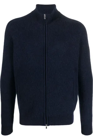 BARBA Ribbed-knit zipped cardigan