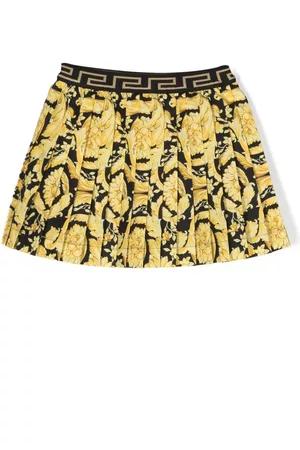VERSACE Gonna baroque-print pleated skirt