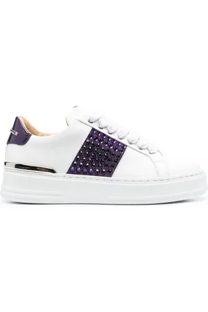 Philipp Plein Crystal-embellished low-top leather sneakers