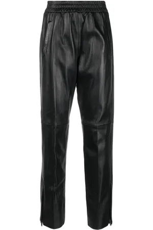 Golden Goose Leather elastic-waist cropped trousers