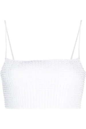 Alexander Wang Crystal-embellished ribbed tank top