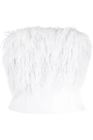 Patrizia Pepe Fur-detailing strapless top