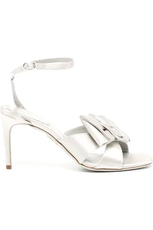 RENE CAOVILLA 85mm crystal-buckle satin sandals