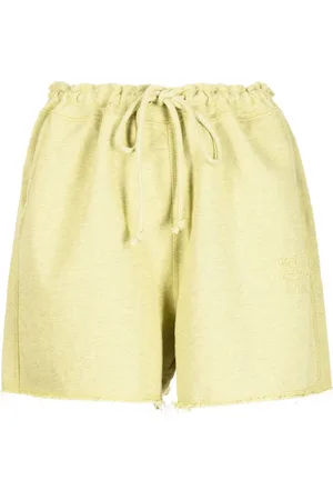 Ganni Drawstring-waist raw-edge shorts