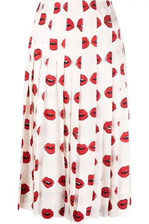 Khaite Tudi lip-print pleated skirt