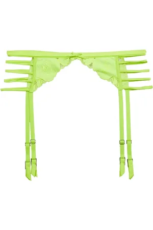 FLEUR DU MAL Rose-embroidered garter belt