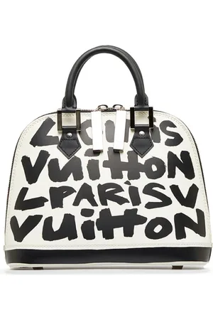 Vintage Louis Vuitton Graffiti Alma MM Bag Noir Black White (for