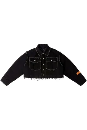 Heron Preston Distressed cropped denim jacket