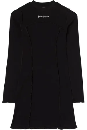 Palm Angels Logo-embroidered ribbed minidress