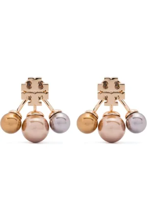 Tory Burch logo-plaque Pearl Stud Earrings - Farfetch