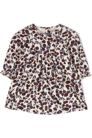 BONPOINT Cherry-print button-up corduroy dress