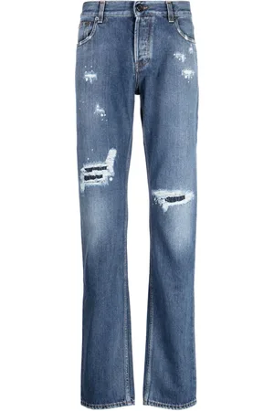 Roberto Cavalli Distressed straight-leg jeans
