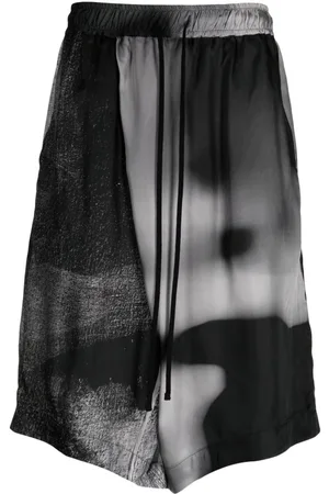 JULIUS Abstract-print drop-crotch shorts