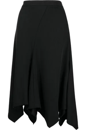 B+AB Asymmetric ribbed-knit midi skirt