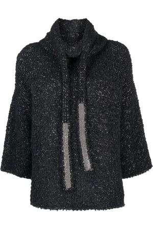 Fabiana Filippi Drawstring-neck three quarter-sleeve jumper