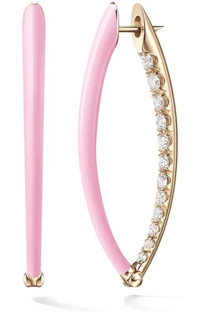 Melissa Kaye 18kt yellow Marissa Pink medium Cristina diamond earrings
