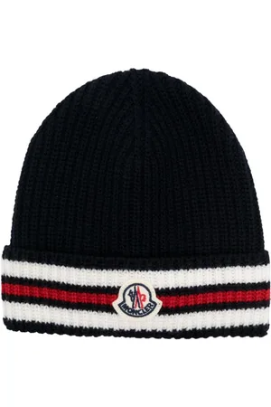 Moncler Logo-patch stripe-detail beanie