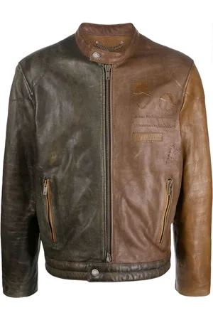 Golden Goose Ilario colour-block leather biker jacket