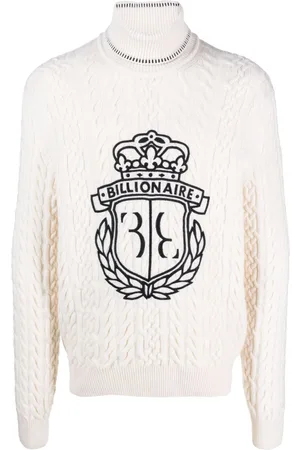 BILLIONAIRE Logo-embroidered roll-neck jumper