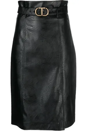 Twin-Set Logo-plaque high-waist skirt