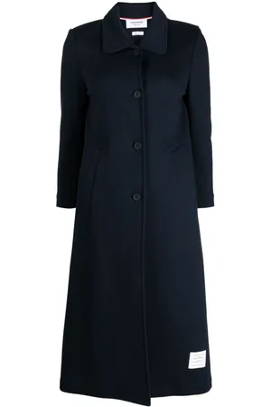 Thom Browne Logo-patch single-breasted coat