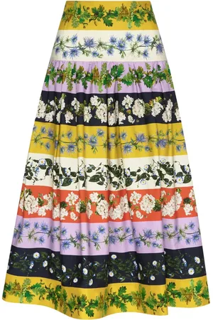 Oscar de la Renta Botanical-print poplin skirt