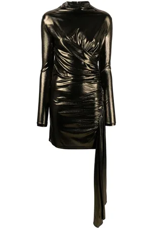 BLUMARINE Draped metallic long-sleeve dress