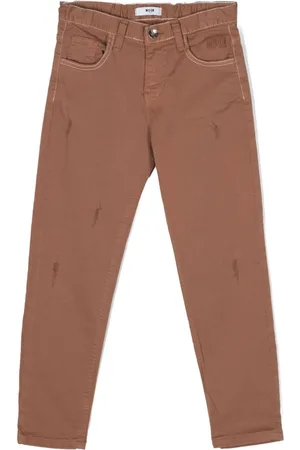 Msgm Distressed stretch-cotton trousers