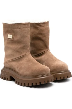 Dolce & Gabbana Logo-plaque suede knee boots