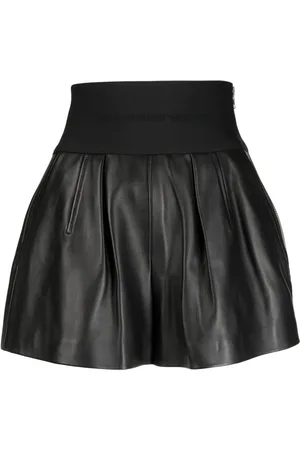 Alexander Wang Logo-waistband leather shorts