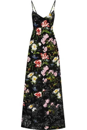 Oscar de la Renta Unfinished Floral cotton poplin maxi dress