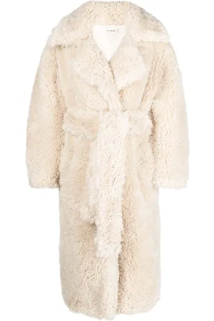 There Was One Faux-shearling tie-waist coat