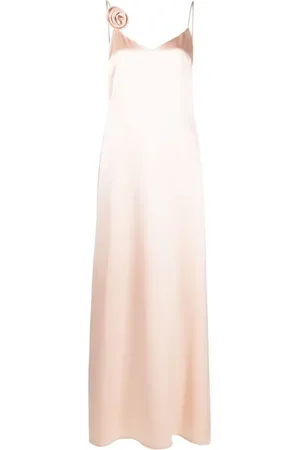 MAGDA BUTRYM Floral-appliqué silk slip dress