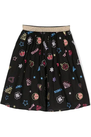 Sonia Rykiel Enfant Motif-embroidered cotton pleated skirt