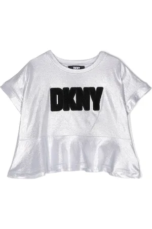 DKNY Embroidered-logo glossy T-shirt