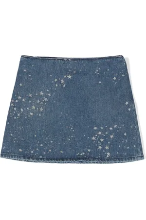 VERSACE Star-print denim miniskirt