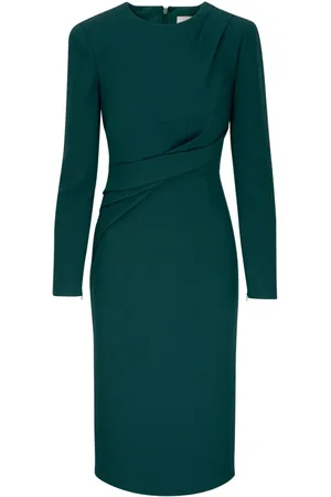 Roland Mouret Ruched wool-silk midi dress