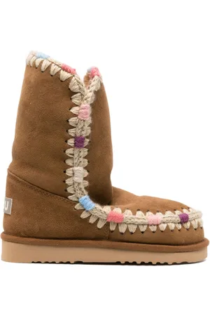Mou Logo-patch whipstitch-detail boots
