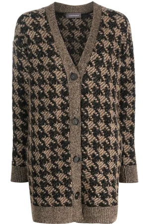 LORENA ANTONIAZZI Houndstooth-pattern knitted cardigan