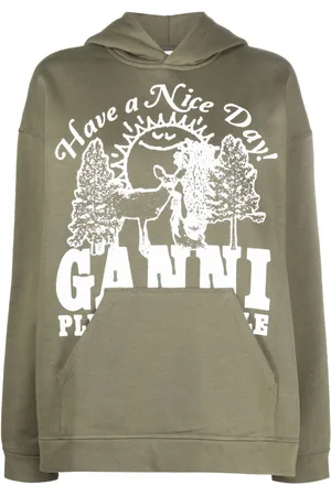 Ganni Logo-print organic cotton hoodie