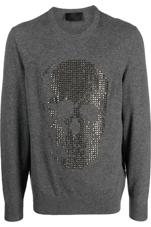 Philipp Plein Crystal-embellished skull cashmere jumper