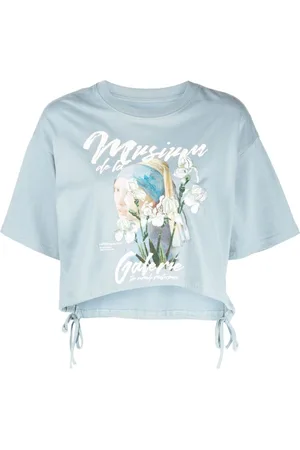 Musium Div. Graphic-print cotton cropped T-shirt