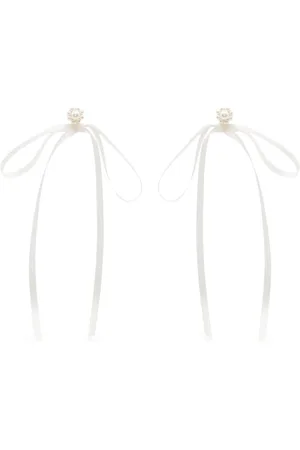 Simone Rocha Pearl-embellished ribbon bow earrings