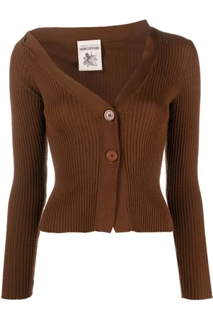SEMICOUTURE Asymmetric ribbed cardigan
