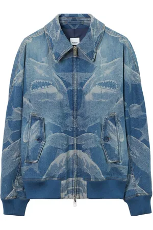 Burberry Shark-print denim bomber jacket