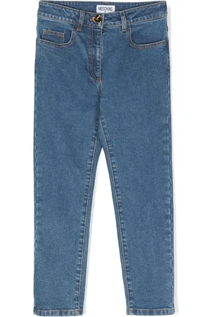 Moschino Logo-embroidered straight-leg jeans