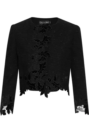 Oscar de la Renta Guipure-lace velvet cropped jacket
